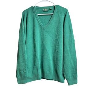 Alan Paine V Neck Lambswool Sweater Men's EUR 54 (XL) Green